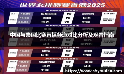 中国与泰国比赛直播频道对比分析及观看指南